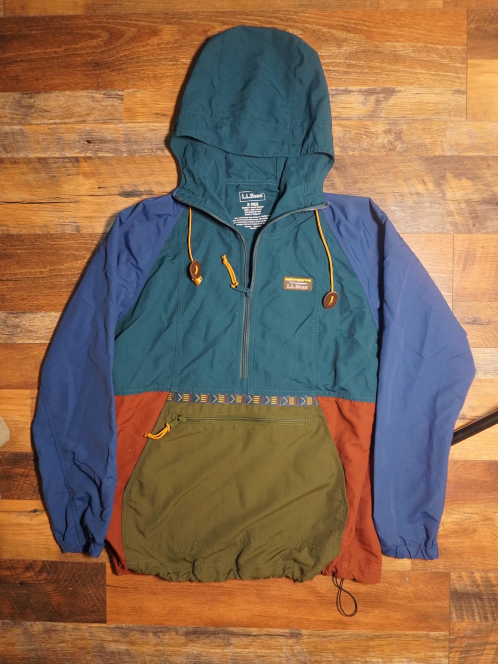 L.L. Bean Women’s Small Hooded Pullover Jacket in Teal, Blue, Olive & Rust